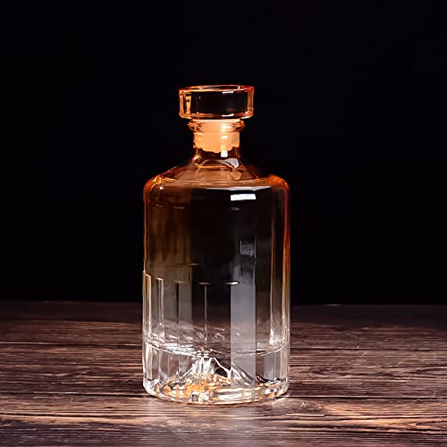 Barware Whiskey Wine decanters Lead-Free Glass Bottles for Whiskey Vodka Beer or Wine,Yellow