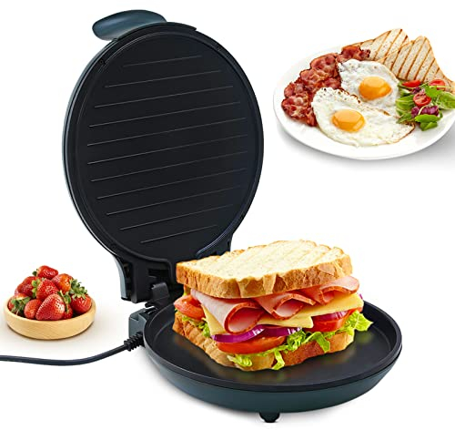 Elektrische Tischgrill, Uten Doppelbratpfanne Grill mit Antihaftbeschichteter Oberfläche, Regelbarer Thermostat, 30cm Bratfläche, 1200W Schnellheizung, BBQ Grill für Pizza, Sandwich, Steak