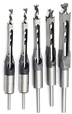 5 pièces foret à trou carré, scie tarière mortaise foret mortaisage ciseau outil de travail du bois 6mm, 8mm, 9.5mm, 12.7mm, 16mm