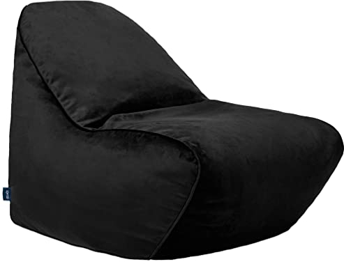 Loft 25 Sitzsack für Erwachsene & Kinder - Geeignet für Gaming oder Entspannen - Indoor Recliner Gamer Sitzsack,Bodenkissen, Liege Bean Bag mit EPS-Perlen Fulling (Samt-Gewebe, Schwarz)