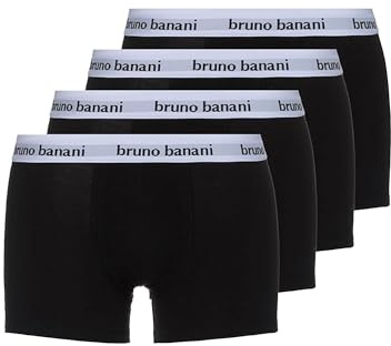 bruno banani Herren Shorts Snazzy- 4er Set - Boxershorts Herren Baumwolle mit Stoffgummibund - atmungsaktiv - ohne Eingriff - Memory Effekt schwarz, L