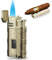 PROMISE Briquet torche triple jet rechargeable au butane coupe-vent avec poinçon de cigare, butane non inclus (doré)