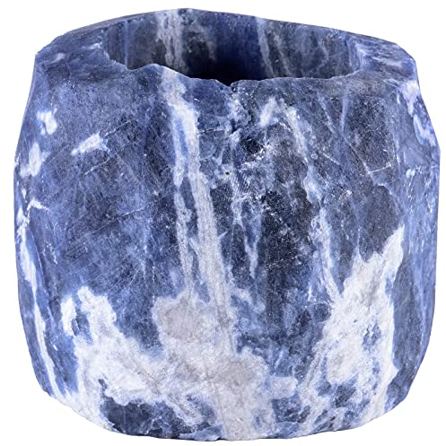 Nupuyai Natürlicher Blauer Sodalith Stein Teelichthalter Votivkerzenhalter Kerzenhalter Rohstein Form Kerzenständer Luftpflanzen Halter für Teelichthalter Altar, Meditation, Tisch, Party-Dekor