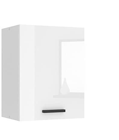 Belini Hängeschrank Küche, Küchenschränke SG. Breite 45 cm. Oberschrank mit 1 Tür, Küchenhängeschränke, Wandschrank Hängend, Weiß Hochglanz