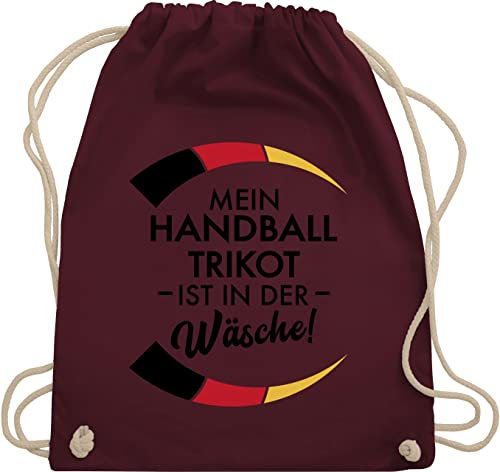 Shirtracer Turnbeutel Rucksack - 2024 - Mein Handball Trikot ist in der Wäsche - Lustig Handball WM EM Spruch Trikot Ersatz Witzig - Unisize - Bordeauxrot - handball+sprüche 2022 ball