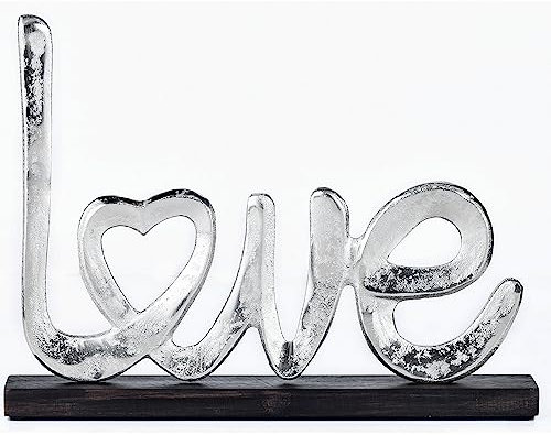 Marrakech Love - Soporte decorativo para salón, 28 cm, diseño de corazón, color plateado