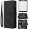 Asuwish Coque pour Blackberry KEY2 Portefeuille avec Verre Trempé et Porte Carte Chaine PU Cuir à Clapet Étui Housse Support Key 2 Two KEYtwo Vitre Protection Protege Téléphone Case Femme Homme Noir