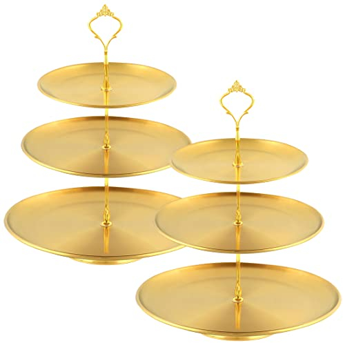 Gold Cake Stand 3 Tier Stainless Steel Cupcake Afternoon Tea Stands,Serving Tray Cupcake Holder for Party,Birthday,Wedding