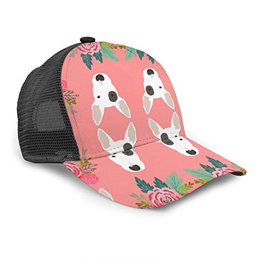 Oaieltj Unisex Baseballkappe Herren Damen Kinder Mode Baseball Cap Verstellbare Snapback Dad Hat Casual Sonnenhut, Bullterrier Blumenmuster Bullterrier, One size