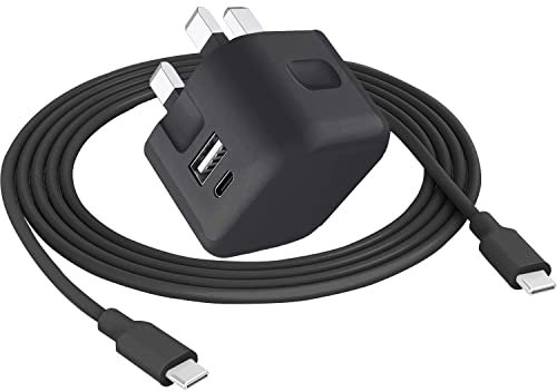 For Google Pixel 7A Charger 20W Dual Port USB & Type C PD Power Adapter Travel Fast Charge Phone Charger Plug With USB C Charger Cable (BLACK)