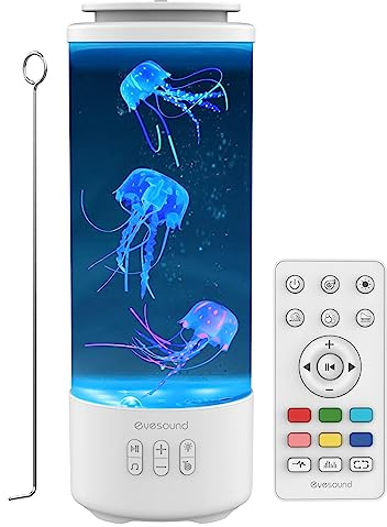 Quallen Lavalampe, Quallen Lampe mit 7 Farben und Fernbedienung, Bluetooth Jellyfish Lamp mit 4 Lichtmodi, Aquarium Stimmungslicht Dekoration für Zuhause Büro, Weihnachten Geburtstag Geschenke (Weiß)