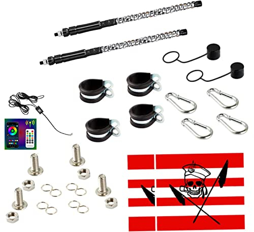 Yusheng Luci LED a Frusta,Luce a Frusta in Fibra Ottica | Bandiera da Spiaggia RGB Fuoristrada con modalità Lampeggianti, Bandiere Luminose a Frusta per Moto, Attrezzature industriali, Kart