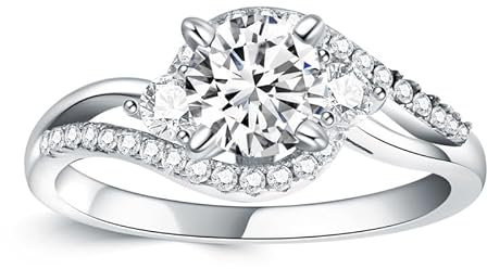 Molioaki Verlobungsring Damen Silber 925 gold Eheringe Ringe Frauen Diamantring 1ct 5A Zirkonia und drei Steine Verlobungsringe mit Geschenkbox Verlobung Hochzeit Geschenk-54