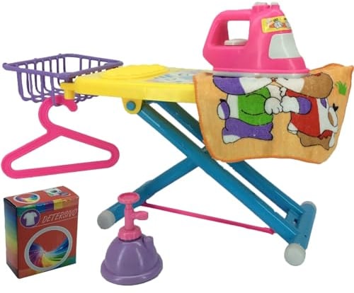 Asse da Stiro Giocattolo con Ferro da Stiro Asse Pieghevole in Plastica con Ferro da Stiro e Accessori Set Stireria Asse da Stiro Piccola Asse da Stiro Giocattolo per Bambini Piccoli