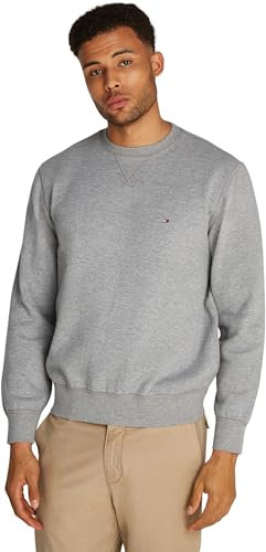Tommy Hilfiger Uomo Felpa Essential Fleece Crew Neck Regular Fit, Grigio (Medium Grey Heather), L