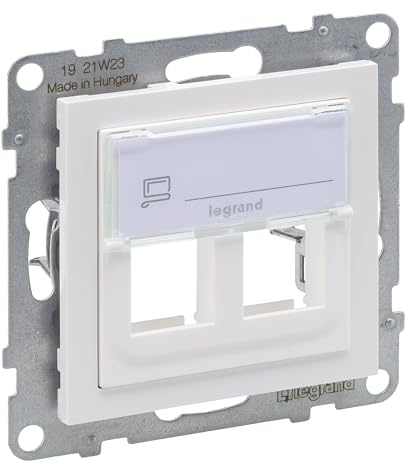 LEGRAND, SEANO 2-fach Key-Stone-Adapter zum Einschnappen von Key-Stone-Datendosen, Key-Stone Modul, Farbe: Ultraweiß, 765602