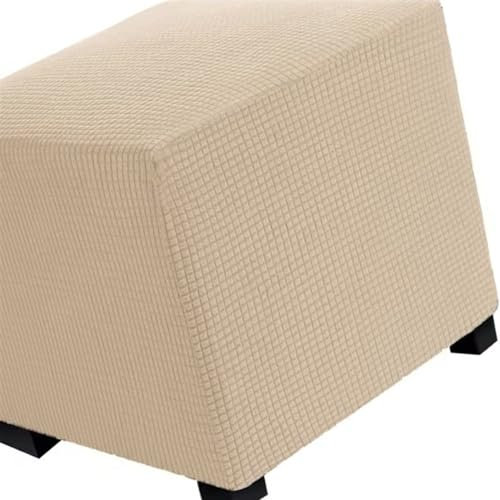 Hockerbezug Quadratisch 45cm/50cm/65cm Ottomane Bezug Quadratisch Bezug Hocker Quadratisch Hocker überzug Schonbezug Bezug für Fußhocker Stretch Ottomane Abdeckung Hockerabdeckung(Color:Camel,Size:50x