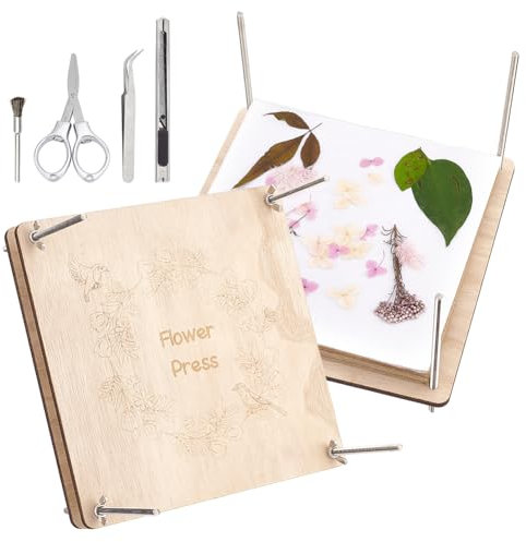 PH PandaHall Kit de Presse à Fleurs en Bois, 27.5x27.5cm Kit de Pressage de Fleurs 8 couches Kit de Préservation des Plantes Bricolage Pressé pour Adultes, Jardin Extérieur