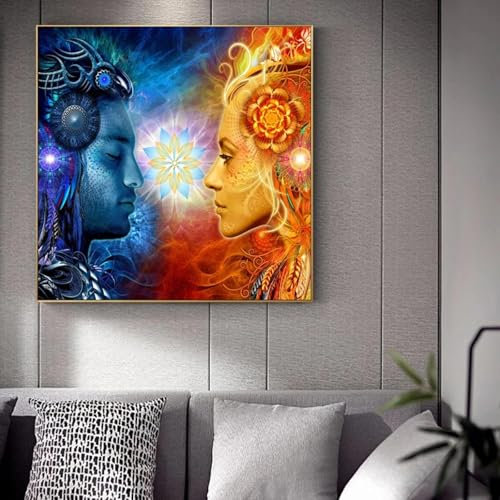 Tantra Shiva und Shakti Wandkunst, Leinwanddrucke, Hindu-Kunst, Poster an der Wand, Gemälde, Bilder für das Wohnzimmer, 60 x 60 cm, rahmenlos