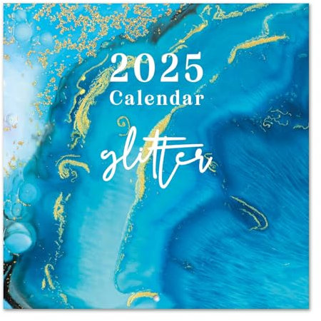 Grupo Erik Kalender 2025 Wandkalender 2025 Grupo Erik Glitter Kalender 2025 Familienplaner 30 x 30 cm 12 Monate Jahreskalender Familienkalender 2025, Dunkelblau