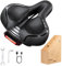 YOUNGDO Ultra Comfortable Bike Saddle with Detachable Rear Light, Ergonomic Design, Hollow Design, Double Spring Shock Absorber, with Waterproof Rain Cover, Bike Seat for Mountain Bike
