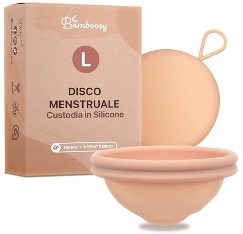 Bamboozy Menstruationsscheibe mit Silikonbox (L) - Wiederverwendbare Menstrual Disc aus 100% Medizinischem Silikon - Nachhaltig & BPA Frei - für Sport, Schwimmen und Intimität