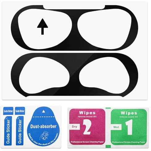 Jemey Staubschutz Sticker kompatibel mit AirPods 4 Hülle, Metallstaub Schutz Aufkleber, Ultraschlanke Folie, Überzug Staub schützen Drahtloser Ladekoffer - Schwarz