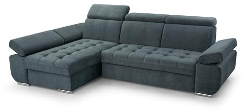 FurniShop24 Ecksofa mit Schlaffunktion und Bettkasten - Eckcouch L-Form mit Bewegliche Kopfstützen, Klappsofa - Schlafcouch zum Wohnzimmer, Modern Design Schlafsofa Bianco: Pacific, Ecksofa Links
