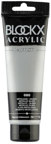Blockx 60080BXC Acrylique Fine Semi-transparentee et Satinée - Métallique - Argent Pigment iridescent/Pbi 7 - 120ml