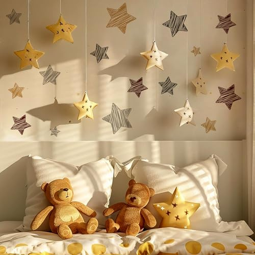 BipBop Stickers Stelle Set 90 pz. Adesivi murali in tessuto Premium per bambini attacca e stacca, Sicuri e Atossici. Decora le camerette dei bambini. Unici e creativi