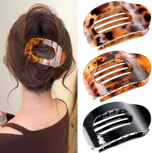 Tumurup Mollettone Capelli Donna, 3 Pezzi Pinze per Capelli Antiscivolo Fermaglio Capelli Donna Accessori per Capelli Eleganti Leopard print Hair Clips Pinze Ovali per Capelli
