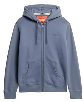 Superdry, Sweats Essential Logo Zip Hoodie HB, M2014128A, Heritage Washed Blue, XXL, Men