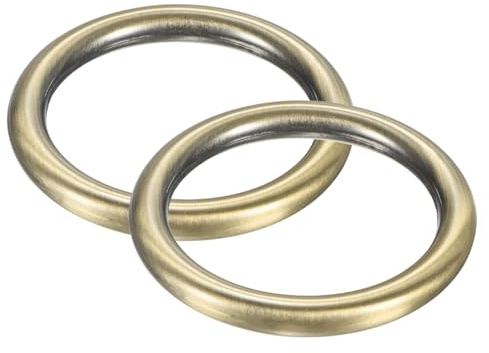 M METERXITY 2er-Pack Metall O-Ringe 1 1/2 Zoll Innendurchmesser Edelstahl O-Ringe Kranz Blumen Glatt Runde Ringe Schnalle Schleifenring für DIY/Tasche/Gürtel/Leder [Gebürstetes Messing]