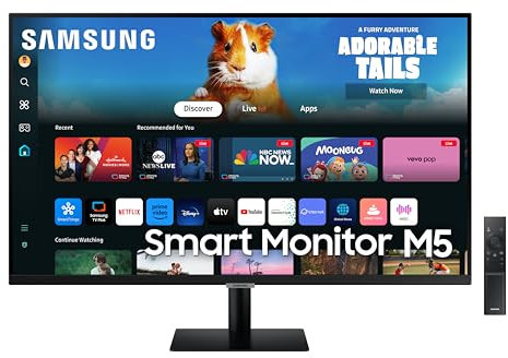 Samsung LS32DM500EUXXU 32 Full HD HDR10 Smart Monitor with Speakers - 1920x1080, USB, HDMI, WiFi, Bluetooth, Remote Control, Smart Hub and Gaming Hub (Renewed)