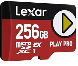 Lexar Play Pro Carte MicroSDXC Express 256Go, Jusqu’à 900MB/s Lecture, 600MB/s Écriture, optimisé pour Le Gaming, A2, 4K, Haute Vitesse pour Consoles Portables, Switch, appareils de Jeu Portables