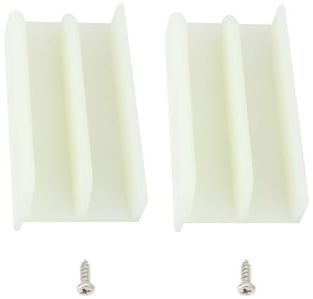 The Lord of the Tools Lot de 2 guides de bas de porte de douche coulissants M6219 pour portes en verre de 1,27 cm de large et jusqu'à 1,1 cm d'épaisseur 7,6 x 4,1 x 1,5 cm Blanc