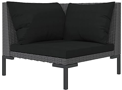 Wenjingqi 318601 Gartensofa halbrund und Kissen Polyrattan grau