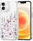 TVVTPU Hülle Kompatibel mit iPhone 12 / iPhone 12 Pro, Nie Vergilbung Hard PC Rückseite Handyhülle Stoßfester Kratzfest Transparent Blumen Muster Schutzhülle Case, Klar