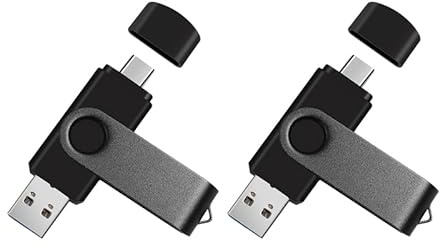 2-Pack 256GB Dual USB Flash Drive 2.0 - USB C & USB A 2-in-1 Thumb Drive for PC, External Memory Stick for Photos/Videos