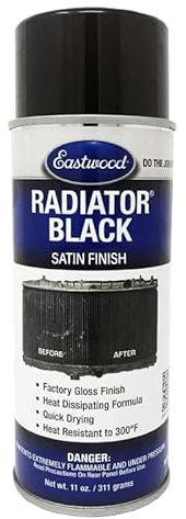 Eastwood Radiator Black Satin Finish Spray Paint 340g – Heat Resistant up to 150°C | Durable Rust Protection Coating for Radiators, Engine Bays & Cooling System Parts