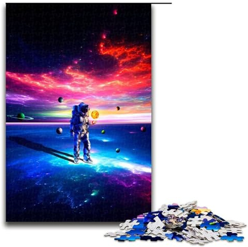 1000 Piece Puzzle Giant Astronaut And Planet Jigsaw for Adults Wood Jigsaw Great Gifts for Christmas 75x50cm