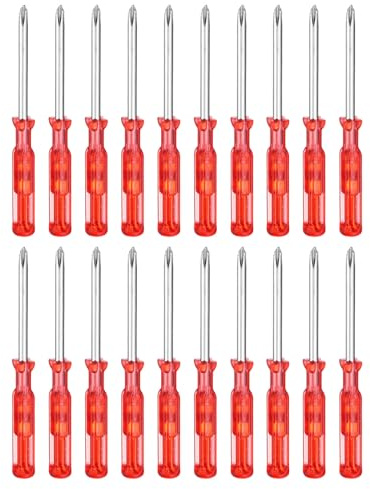 QUARKZMAN 20 Pezzi PH00 Mini Cacciavite Phillips #00 Lunghezza 2.6 Cacciaviti 1.3 Acciaio al Carbonio con Impugnatura Ergonomica per Riparazioni Fai Da Te, Rosso