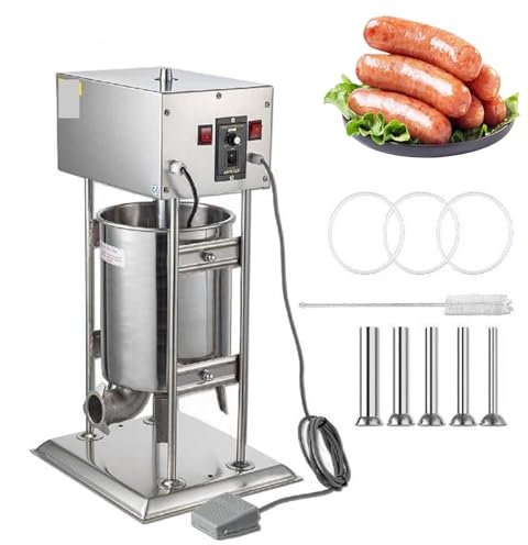 Vertikale Wurstmaschine, 10/12/15-15-Elektrikautomatik-Füllmaschine, Dual-Speed-Fleisch-Stuff, mit 5 Fülltrichter, Edelstahlküchen-Accessoire Home Appliance 10L