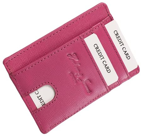Hudson & James Slim Wallet for Men | RFID Blocking Minimalist Credit Card Holder Lightweight Wallet with Gift Box (Pink)