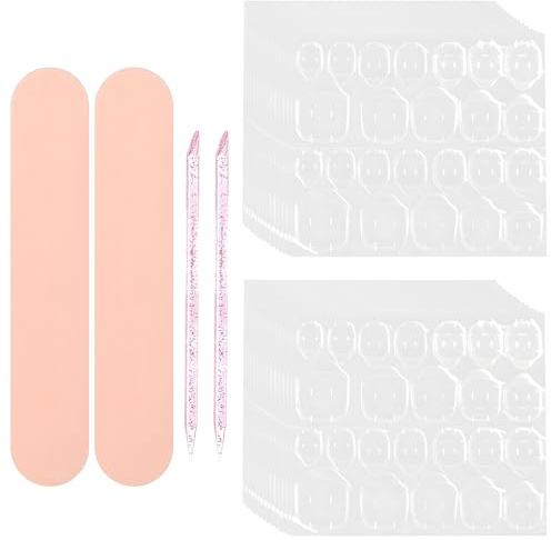 50 Sheets Double Sided Nail, Waterproof Breathable Jelly Sticky Nail Glue Stickers for Press On Nails with 2 Nail Files & 2 Cuticle Sticks, Ideal for Manicure, Salon Use & Parties by Women