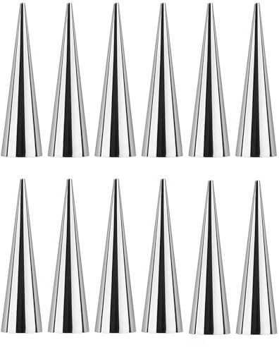 Cannoli Moulds Tubes, 12pcs Stainless Steel Cream Horn Molds Conical Baking Tools for Croissant Making, DIY Dessert Preparation, Non Stick Pastry Roll Forms