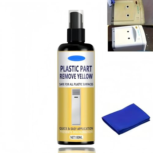 Powerful Plastic Yellowing Remover & Stain Removers Kit,Fast Acting Toilet Stain Remover Heavy Duty Yellow Stain Remover,All Purpose Plastic Cleaner,Restorer & Polish for Appliances,Walls,Floors