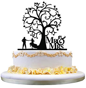 Mr & Mrs Cake Topper torta nuziale Topper con albero