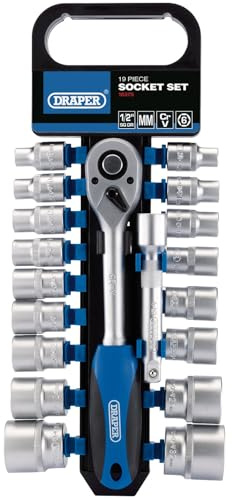 Draper 16375 1/2-Inch Square Drive Metric Socket and Ratchet 19 Piece Set