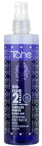 Tahe Bio-Fluid Acondicionador Matizador 2-Phase sin Aclarado para Cabellos Rubios con Queratina Pura y Nuez de Brasil, 300 ml